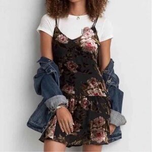 Y2K Vintage American Eagle Burned Velvet Floral Slip dress, Size Medium